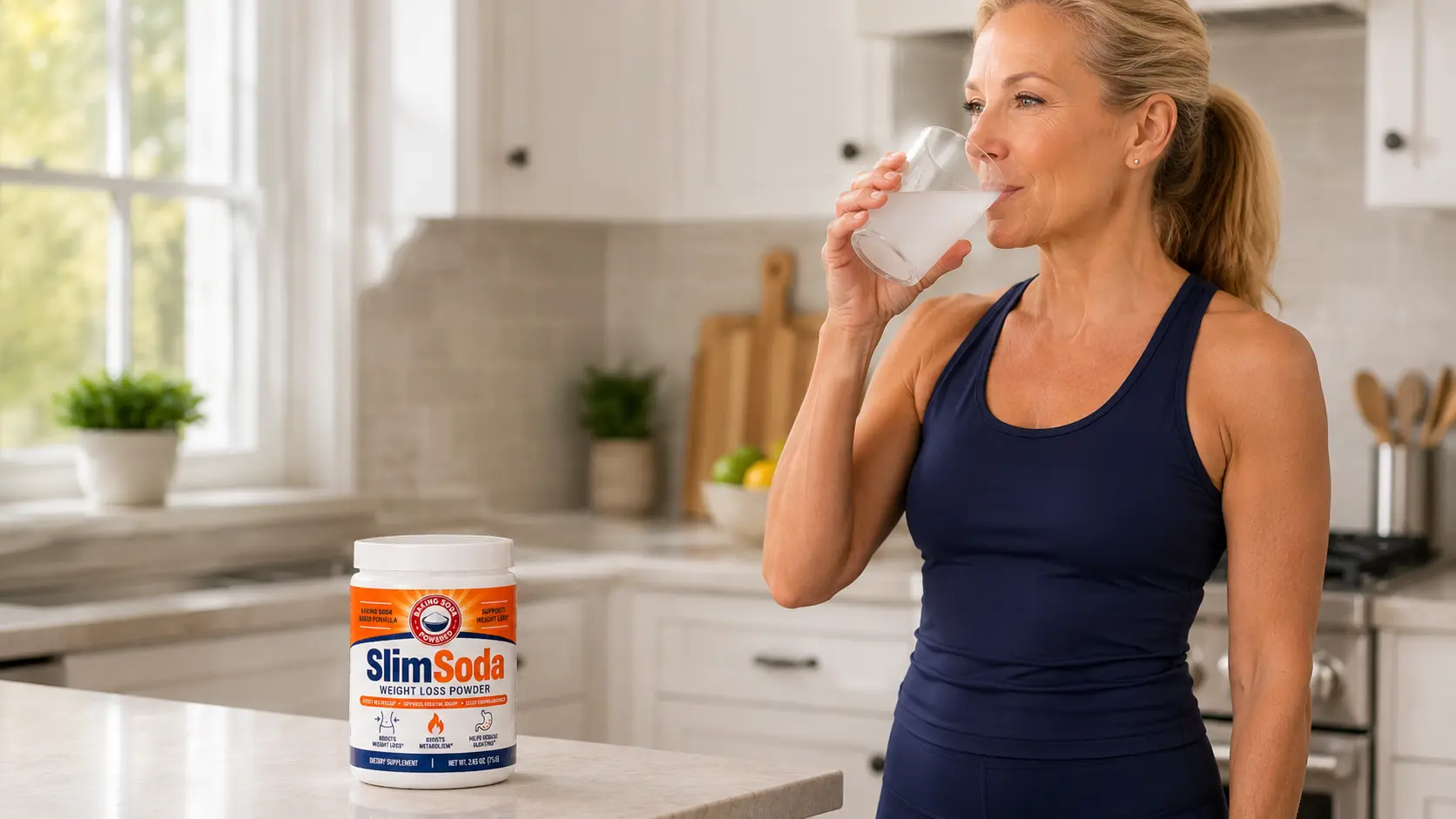Enjoying SlimSoda as part of a morning routine